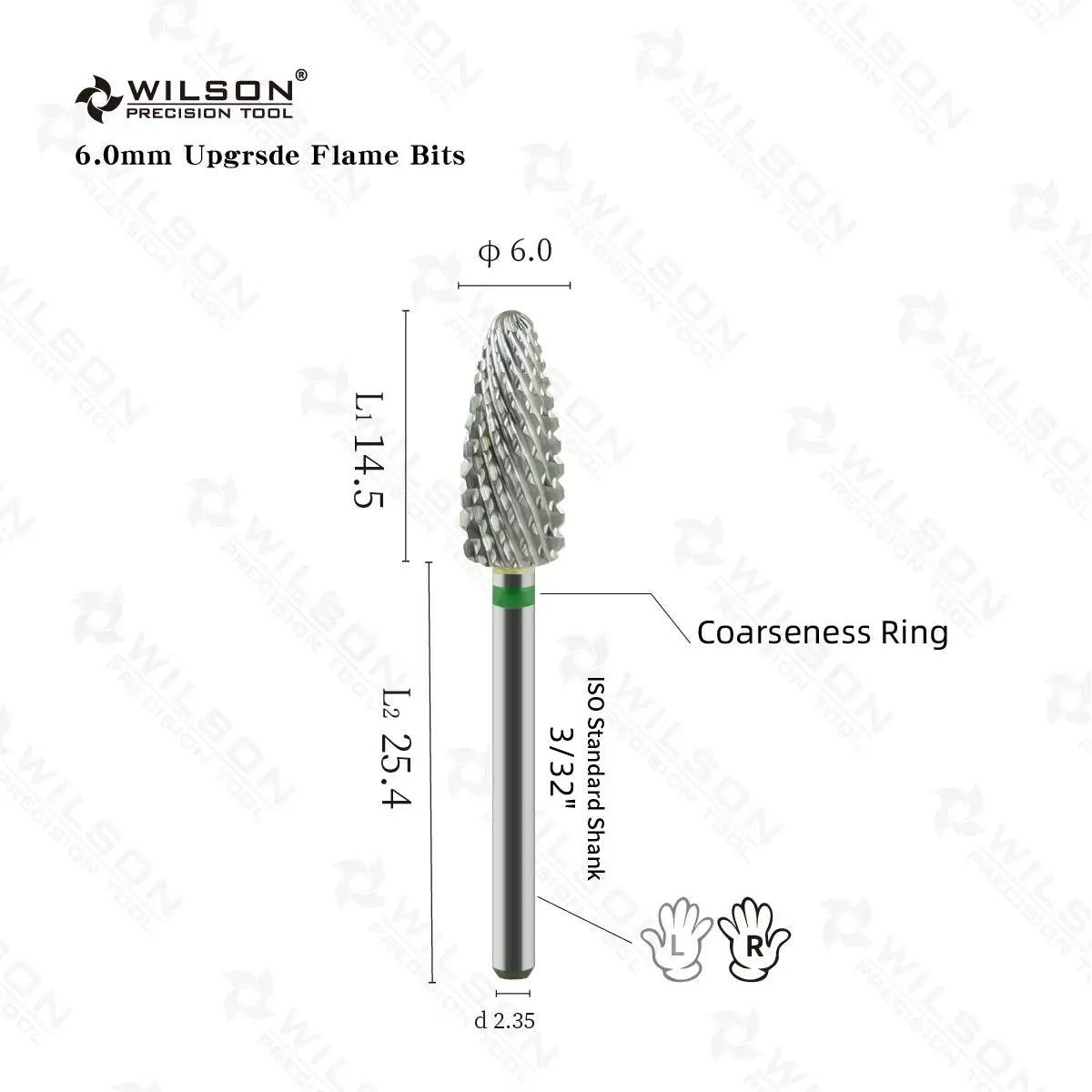 WILSON Flammenfräser – Upgrade Bit für elektrische Maniküre (Ø 6 mm)