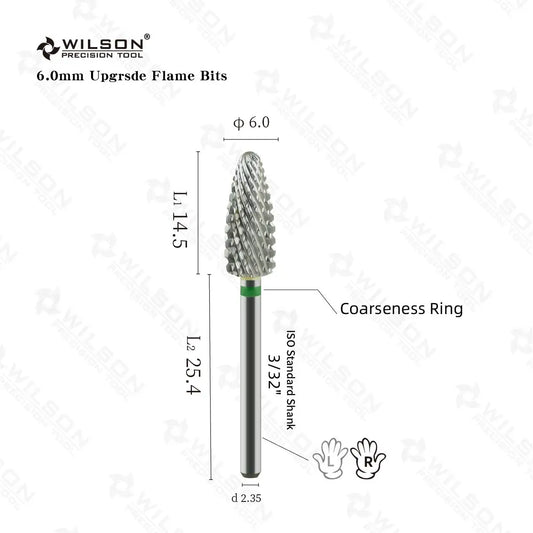 WILSON Flammenfräser – Upgrade Bit für elektrische Maniküre (Ø 6 mm)