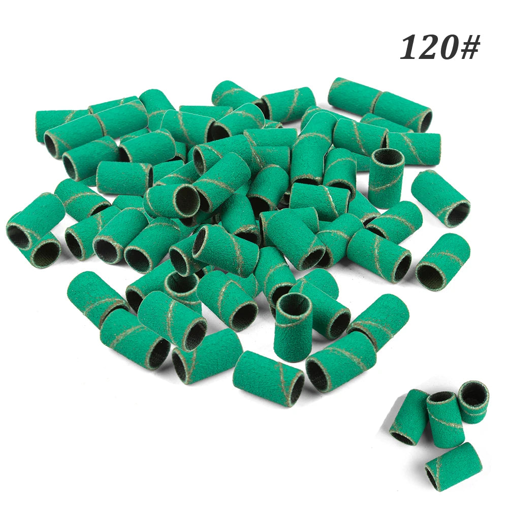 500 Stück Schleifhülsen Set – 80/120/180/240 Grit für Maniküre, Nagelfräser & Gelentfernung