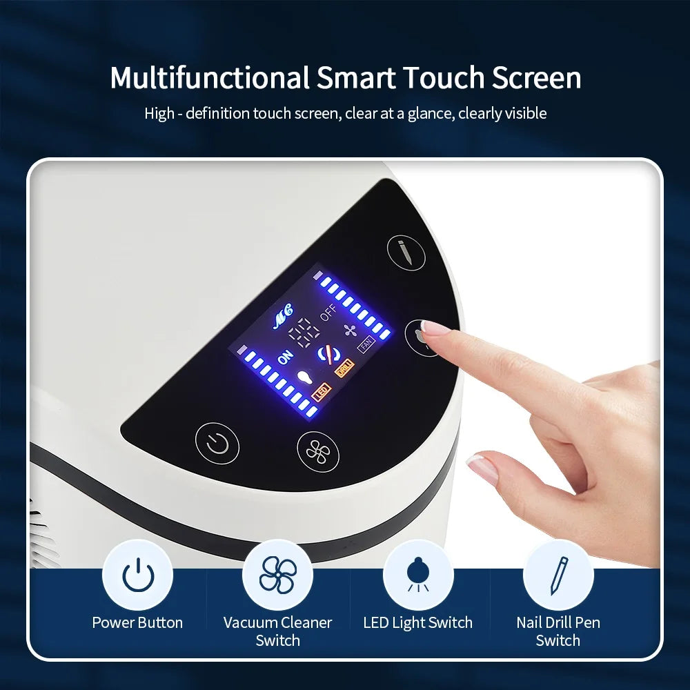 Nail Dust Collector mit flexiblem Schlauch – Profi Staubabsaugung für Maniküre, 320 W, Touchscreen