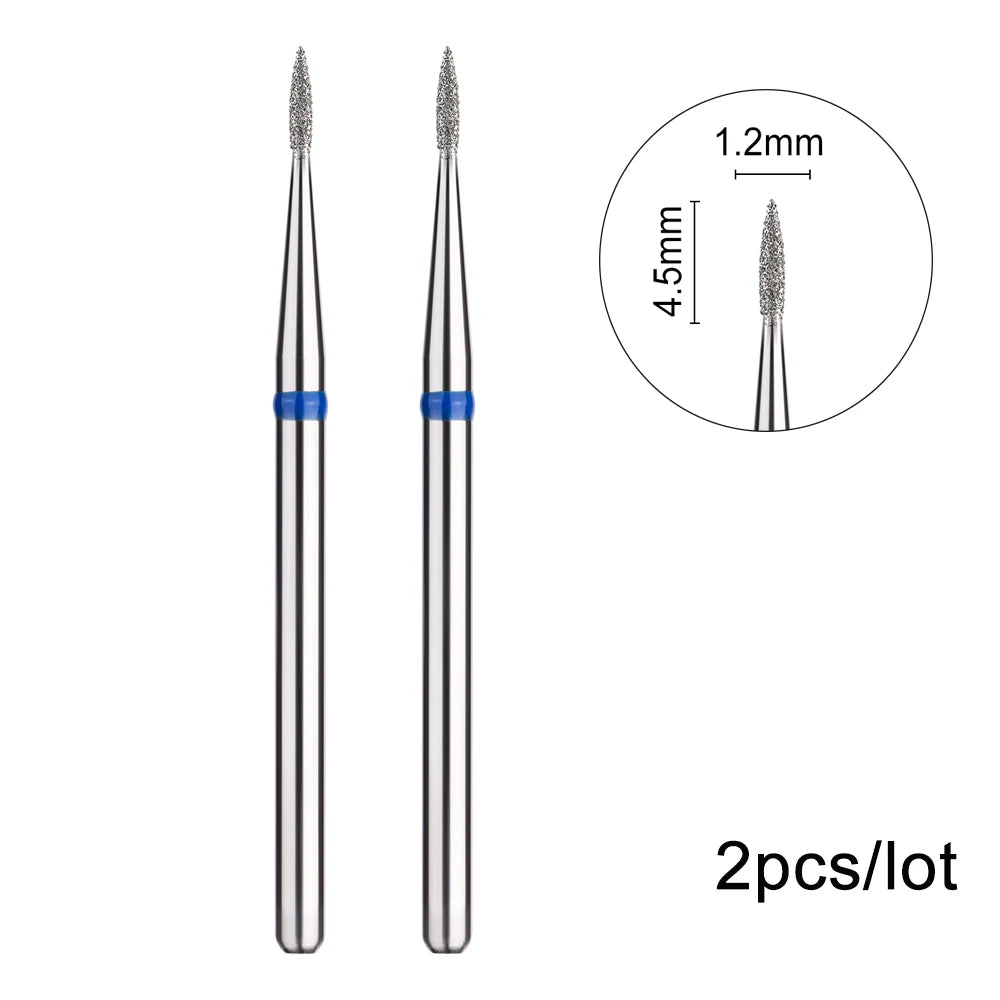 2er-Set Diamant-Fräserbits – Flammenform für Nagelhaut & Gellack (3/32", Profi-Qualität)