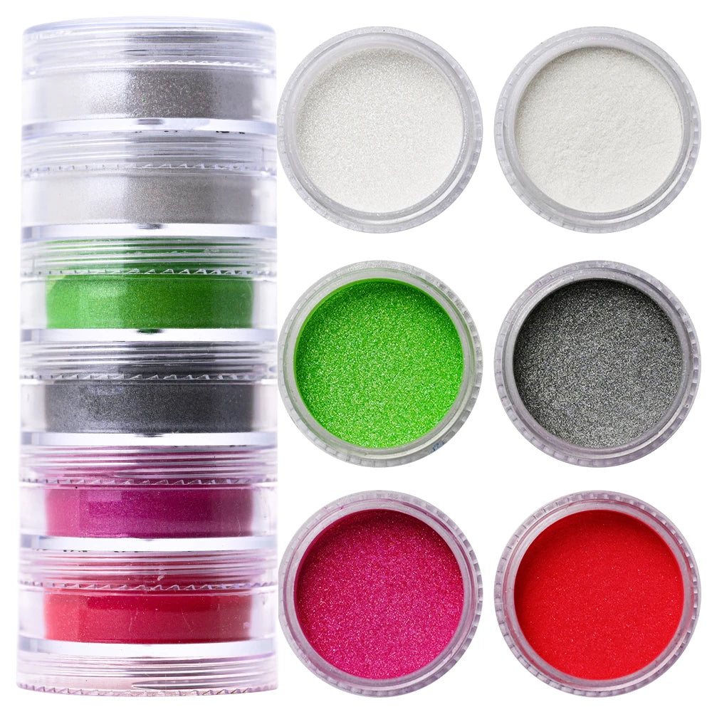 Neon-Pigmentpulver Set – 12 Farben für Nageldesign, Ombre & Chrome-Effekte