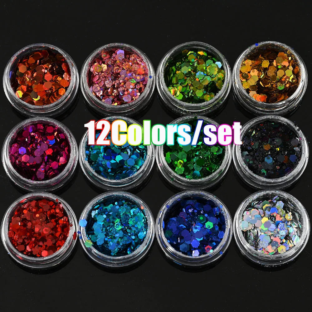 Neon-Pigmentpulver Set – 12 Farben für Nageldesign, Ombre & Chrome-Effekte