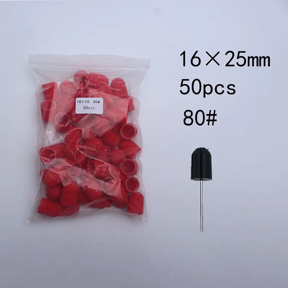 50er Set Schleifkappen für Nagelpflege mit Gummi-Träger – Pediküre & Hornhautentfernung
