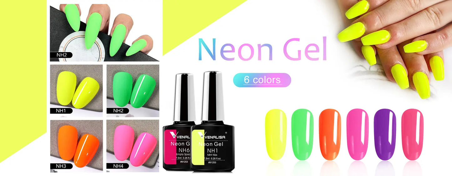 Venalisa GDCOCO Gel-Lack – 7,5 ml – Neon Sommerfarben, volle Deckkraft