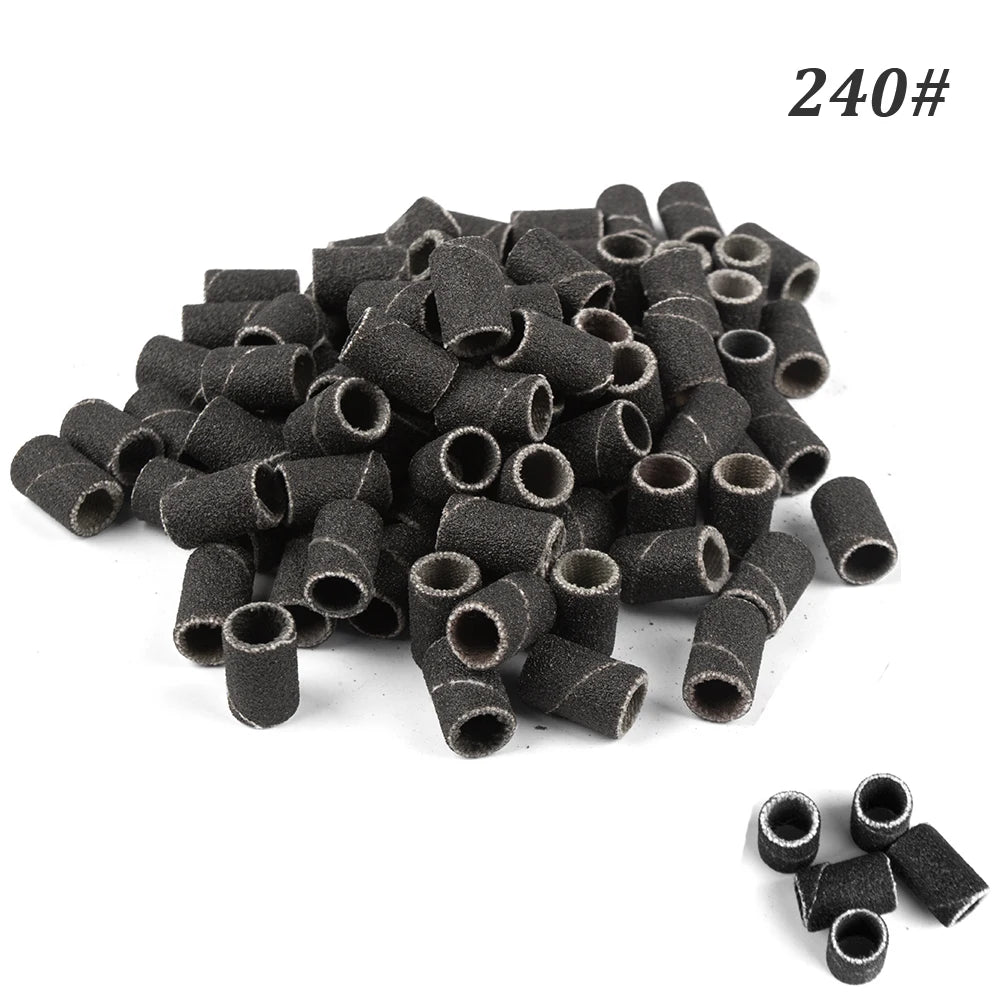 500 Stück Schleifhülsen Set – 80/120/180/240 Grit für Maniküre, Nagelfräser & Gelentfernung