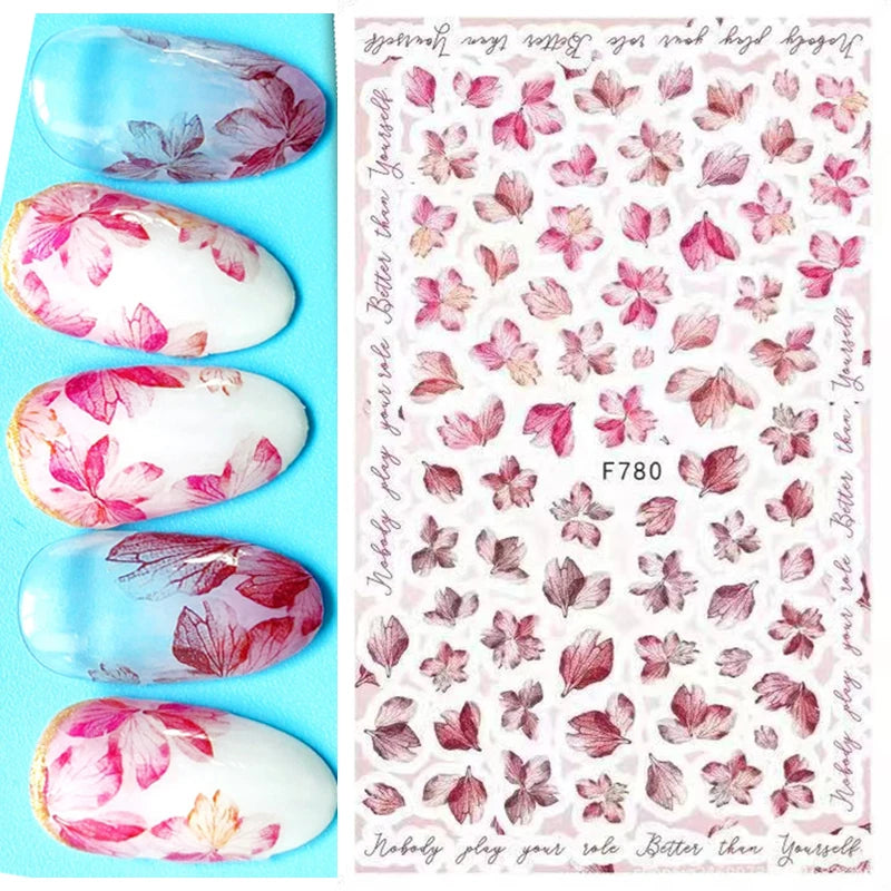 3D Nail Sticker – Tropische Blätter & Linien Design Schwarz & Weiß