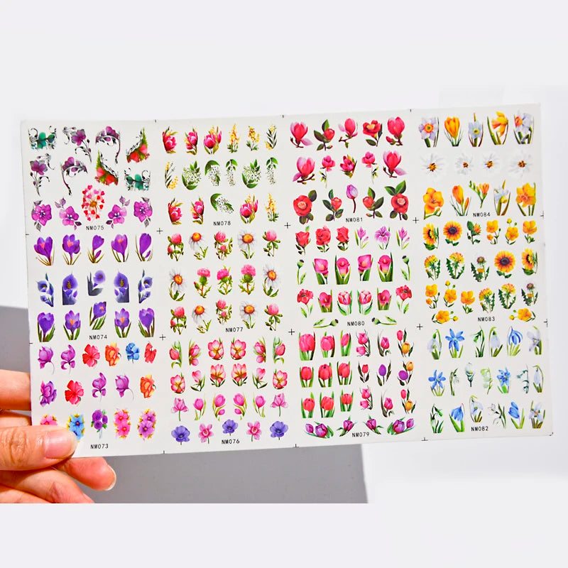 Lavendelblüten Wassertransfer-Sticker – 12 Motive für Nageldekoration