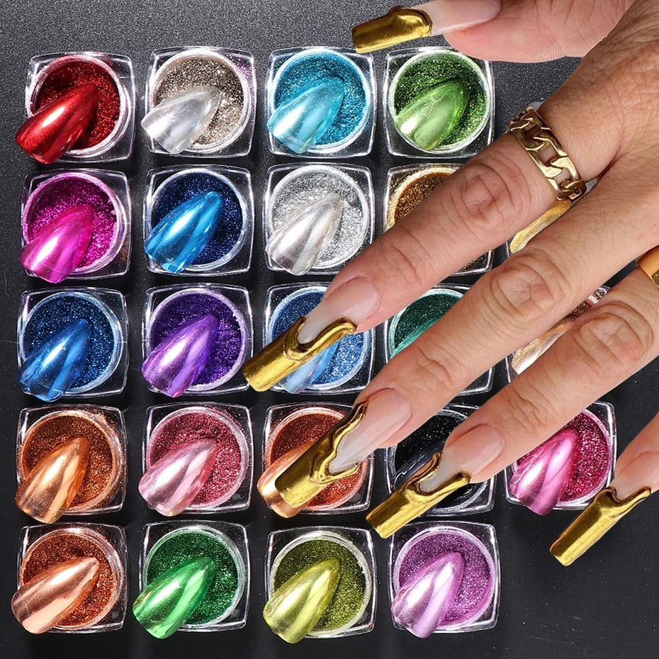 23 Farben Chrom-Pigment Set – Metallic Mirror Powder für Nailart & Deko