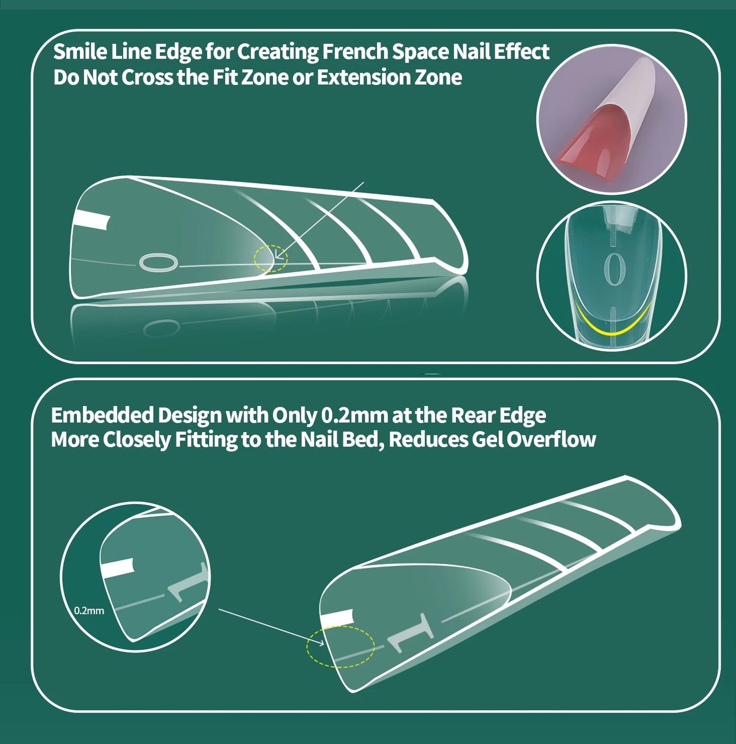Dual Form Ballerina – 150 Stück | Wiederverwendbare French Tips mit Skala für Polygel & Acryl