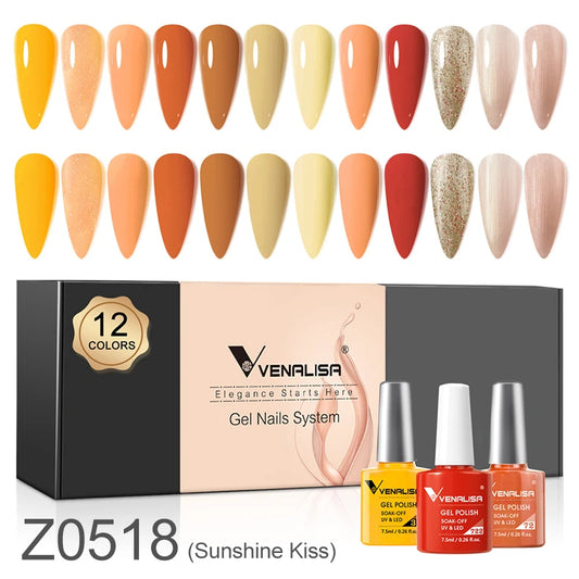 Venalisa Gel Nagellack Set – Herbstfarben, 12er-Box "Sunshine Kiss" 1.