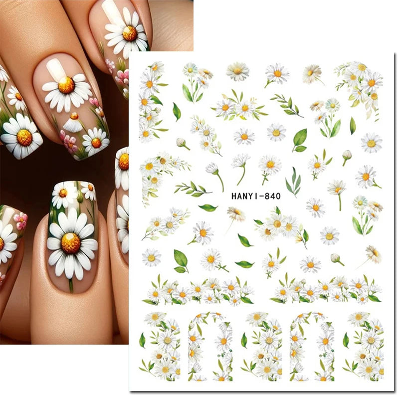 3d Nail Art Stickers Purple Lavenders Bunch Flowers Girls Rabbits Butterflys Decals For Nails Tips Decorations Manicures