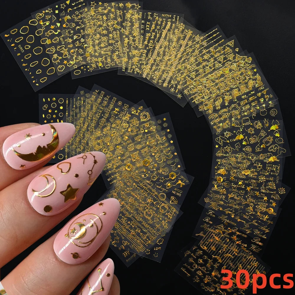 Kinder Nagelsticker „Häschen & Glitzer“ – 30 Stk Cartoon Nail Art mit Pailletten