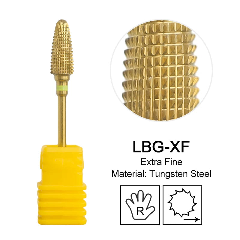 Tapered Barrel Fräserbit – Hartmetall (Tungsten), für Gelentfernung & Polieren (4XC, Gold)