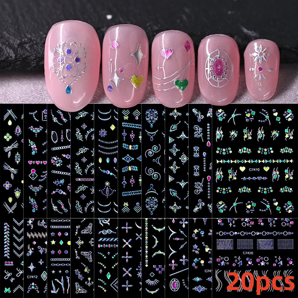 Kinder Nagelsticker „Häschen & Glitzer“ – 30 Stk Cartoon Nail Art mit Pailletten