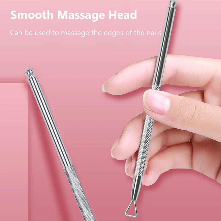 Silvery Holographic Stainless Steel Nail Polish Remover Tool, Gel Nail Scraper, Cuticle Pusher for Home and Salon Use