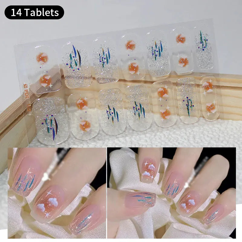 Fullcover Nail Sticker – Modische selbstklebende Nagelfolien mit Glitzer