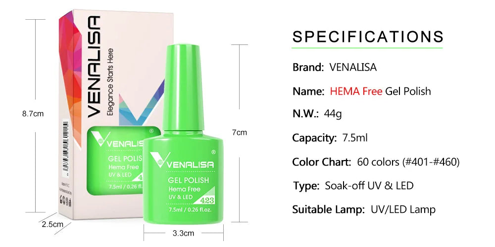 Venalisa VIP4 UV/LED Gel Polish 7,5 ml – Hochdeckender Soak-Off Nagellack 2