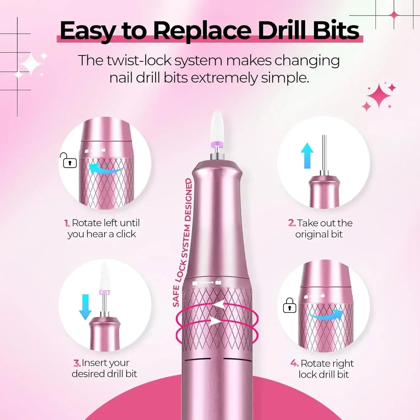 Elektrische Nagelfräse 40.000 U/min mit LCD-Display – Profi Nail Drill Set für Gel & Acryl