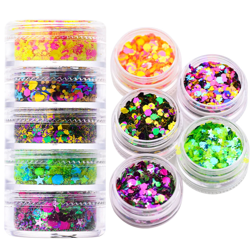 Neon-Pigmentpulver Set – 12 Farben für Nageldesign, Ombre & Chrome-Effekte