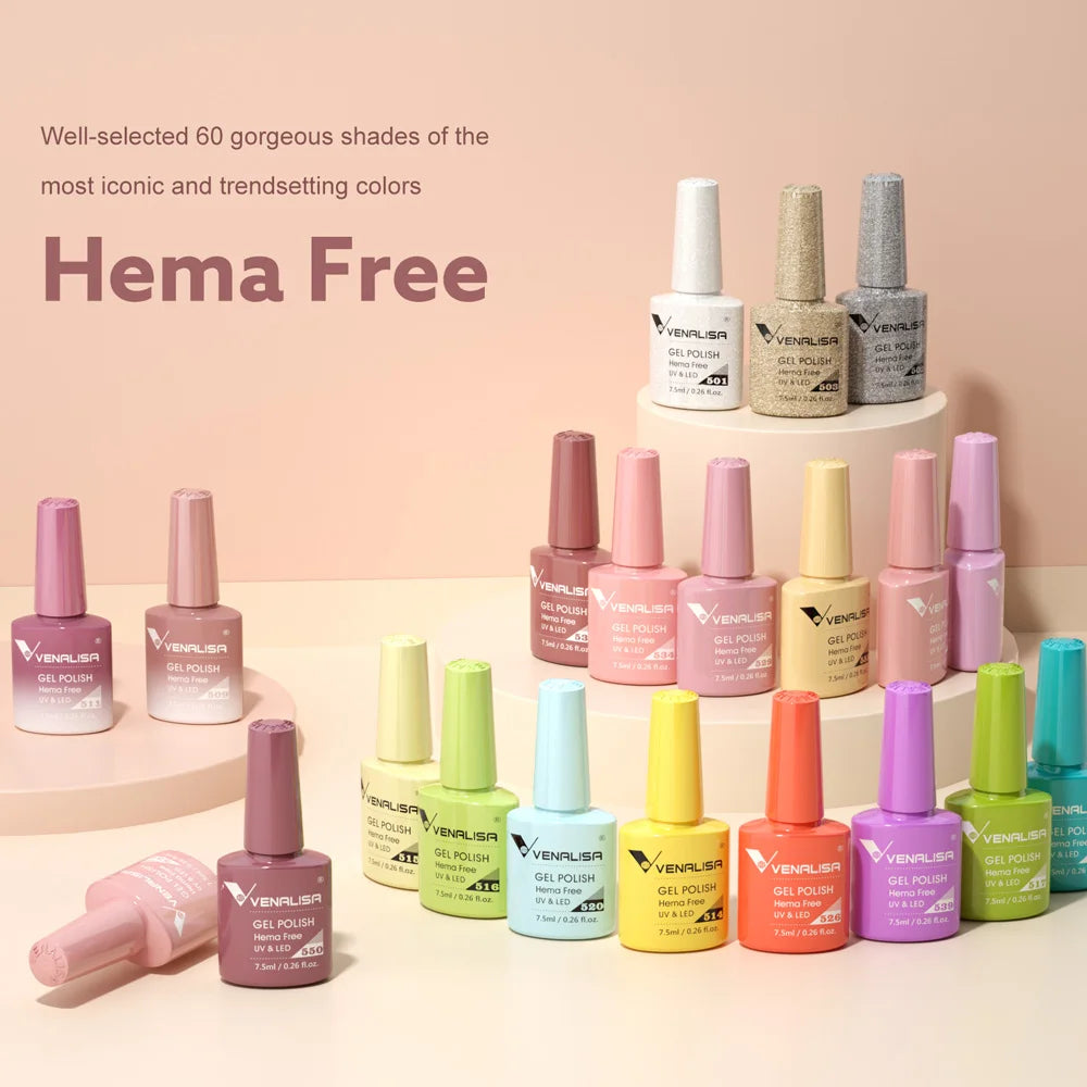 Venalisa HEMA-FREE Gel-Lack – 7,5 ml – French, Nude & Glitzer-Kollektion