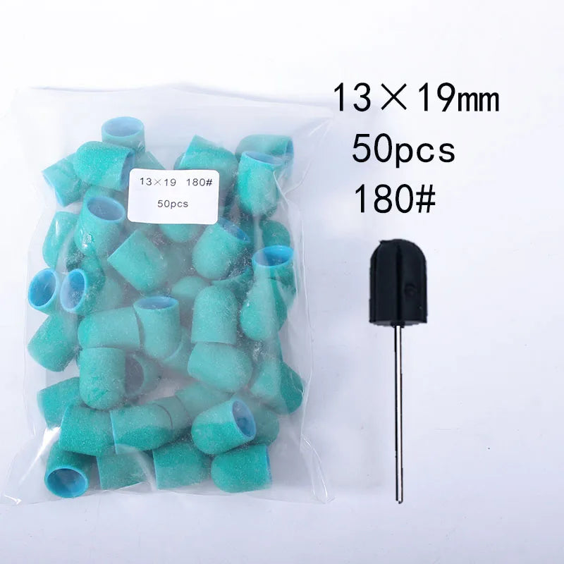 50er Set Schleifkappen für Nagelpflege mit Gummi-Träger – Pediküre & Hornhautentfernung