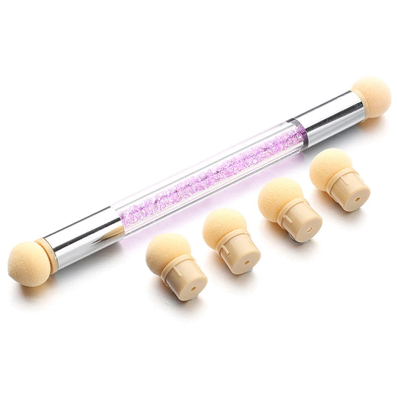 Sponge Pen für Nail Art – mit Ersatzköpfen für Farbverlauf, Glitzer & Puder