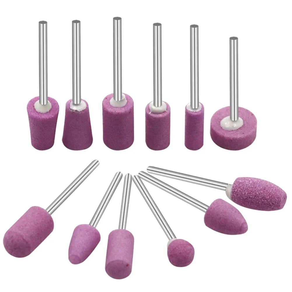 12-tlg. Schleifstein-Aufsatz-Set für Fräser – 2,35 mm Schaft – Polier- & Schleifköpfe für Nagelbohrer