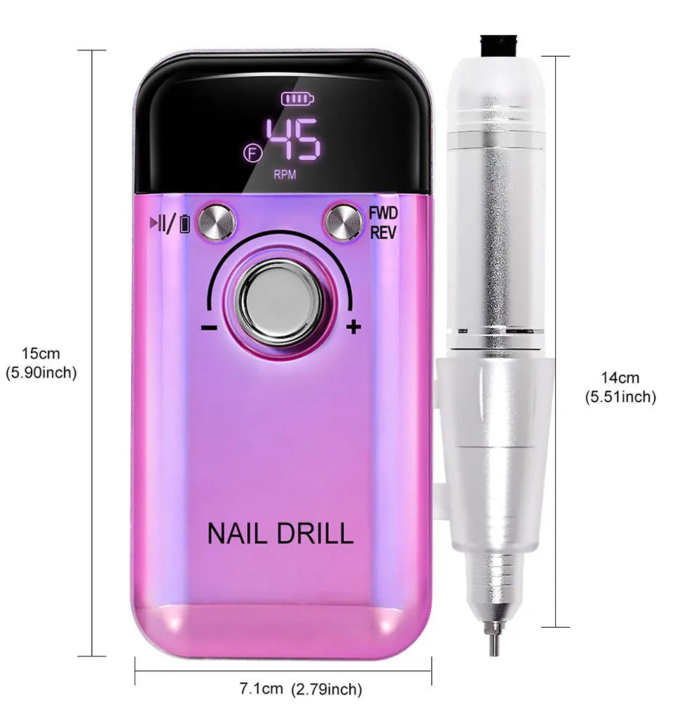 45000RPM Rechargeable Electric Nail Drill Machine Professional Nail Drills for Gel Nails Polish Portable Nail File Manicure Tool