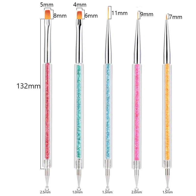 Nail Art Pinselset – 5/20 Stk für Malerei, Dotting, Liner & Acryl-Gel