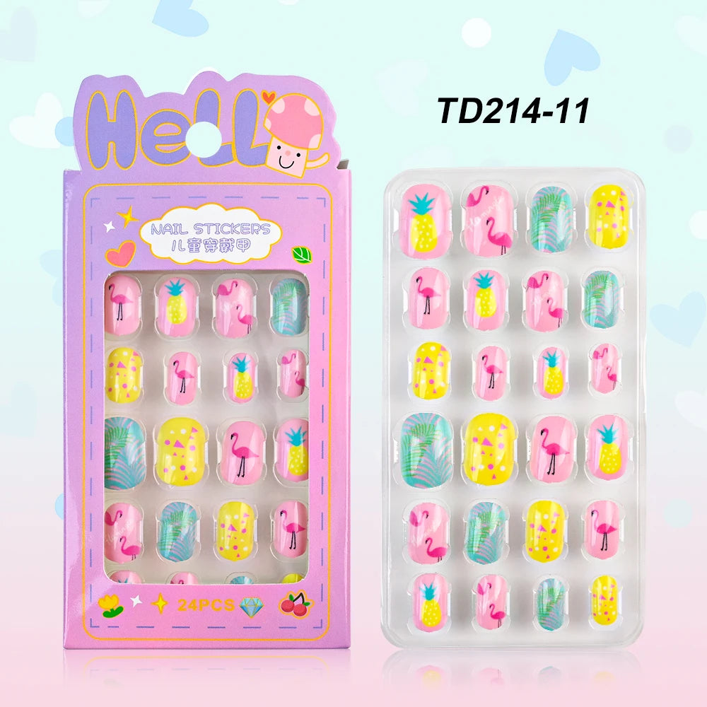 Sanrio Kinder Press-On Nägel – 12 Stück, Hello Kitty, Kuromi, Cartoon Design