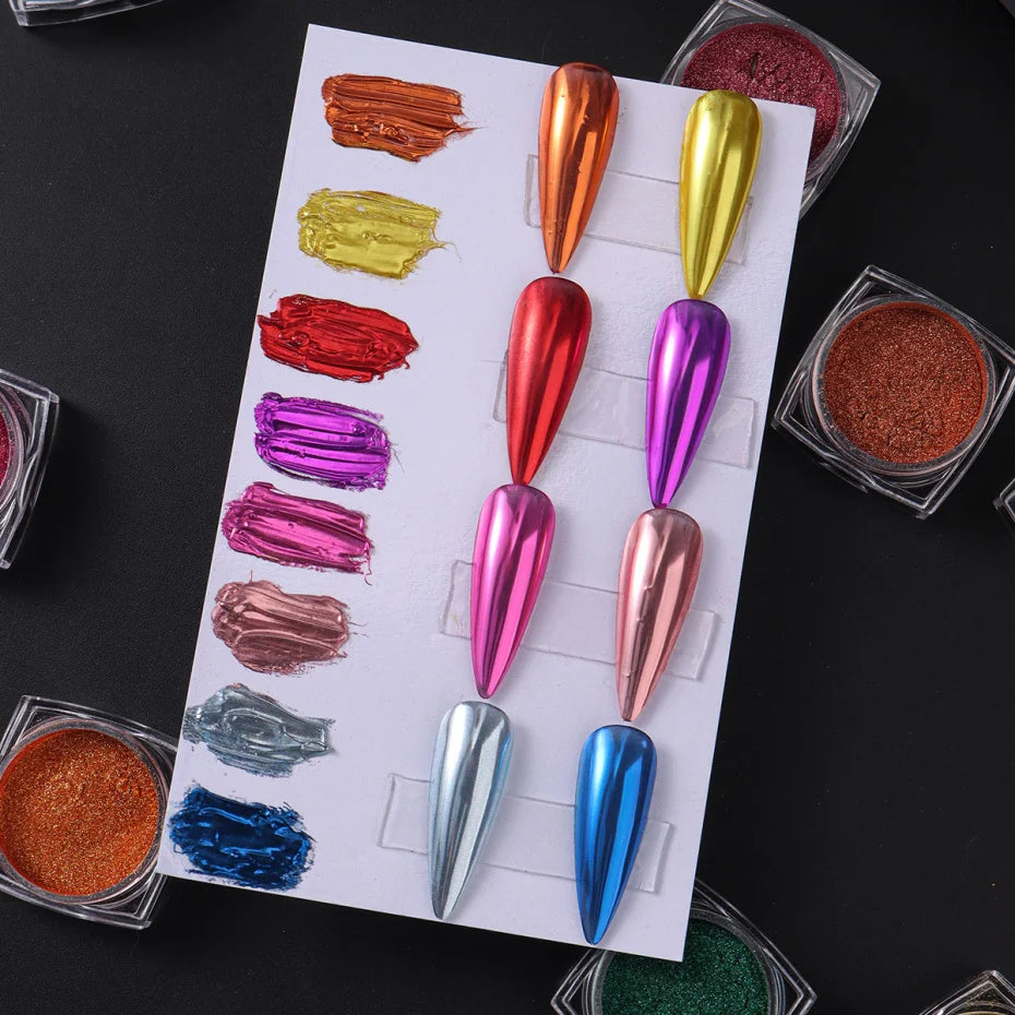 36er-Set Chrome-Pigmente – Superhelle Metallic Mirror Powder für Nailart
