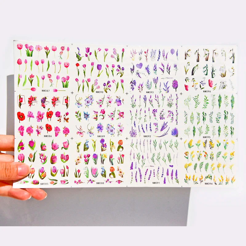 Lavendelblüten Wassertransfer-Sticker – 12 Motive für Nageldekoration