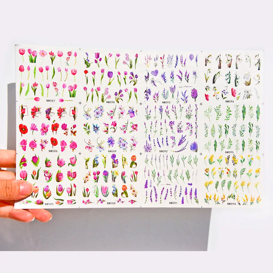 Lavendelblüten Wassertransfer-Sticker – 12 Motive für Nageldekoration