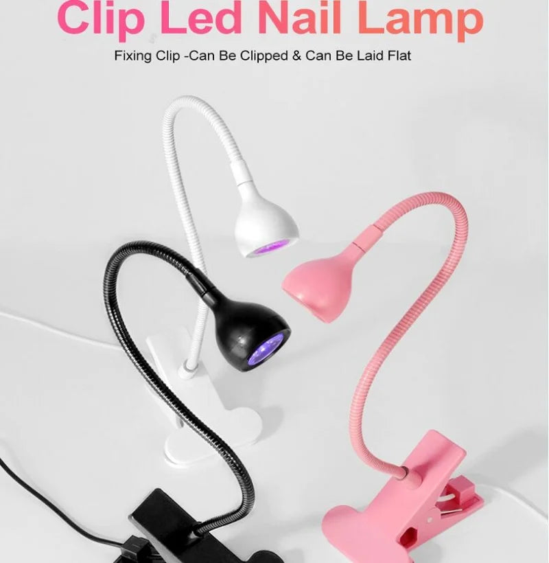 Flexible LED Nagellampe 3W mit Clip – USB UV-Licht zum schnellen Trocknen von Gel