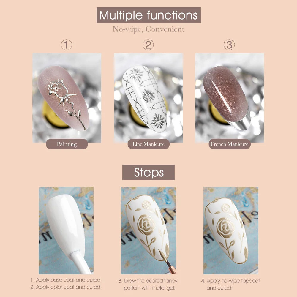 Venalisa 5ml Metallic Mirror Gel – Silber & Gold – UV-Gel für Spiegeleffekt & Modellage