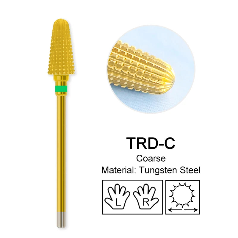 Tapered Barrel Fräserbit – Hartmetall (Tungsten), für Gelentfernung & Polieren (4XC, Gold)
