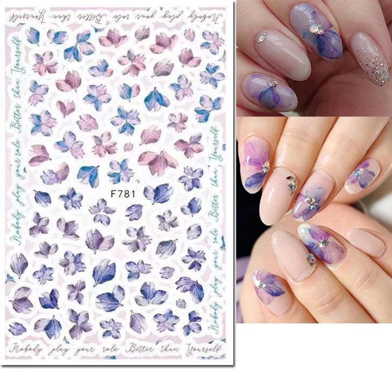 3D Nail Sticker – Tropische Blätter & Linien Design Schwarz & Weiß