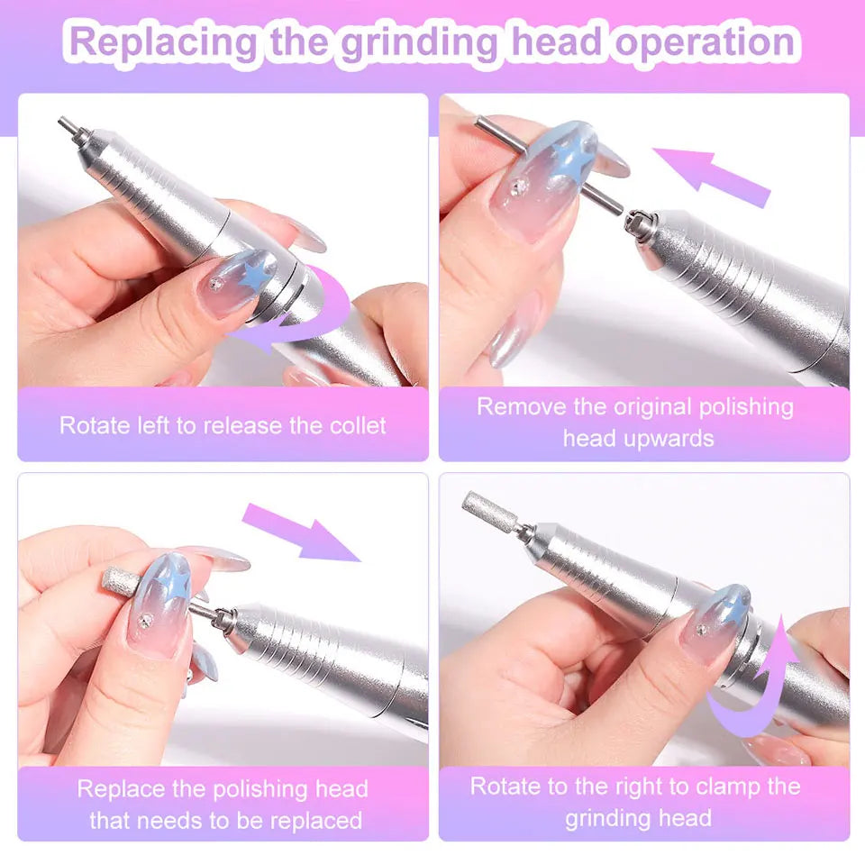 45000RPM Rechargeable Electric Nail Drill Machine Professional Nail Drills for Gel Nails Polish Portable Nail File Manicure Tool