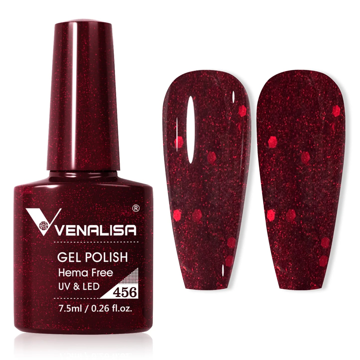 Venalisa Glitter Gel Polish – 7,5ml Rot, HEMA-frei, UV/LED, Semi-Permanent