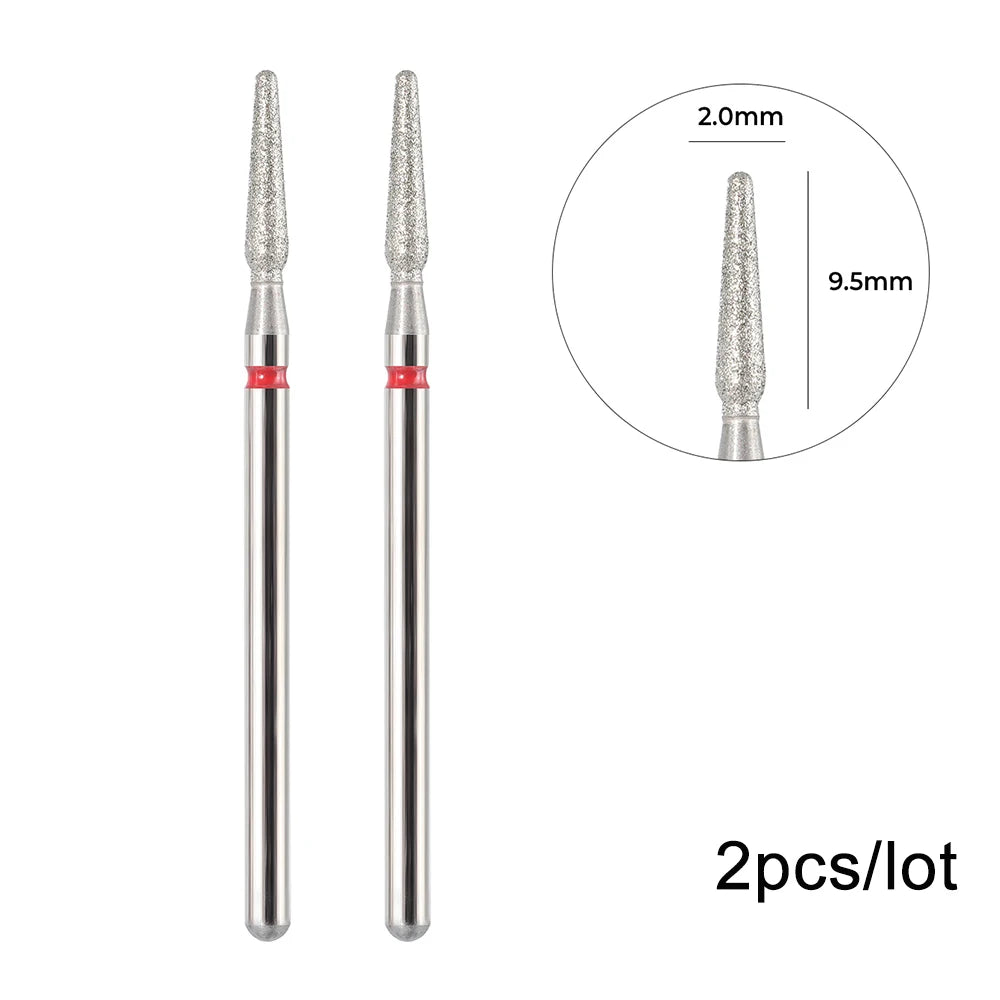 2er-Set Diamant-Fräserbits – Flammenform für Nagelhaut & Gellack (3/32", Profi-Qualität)