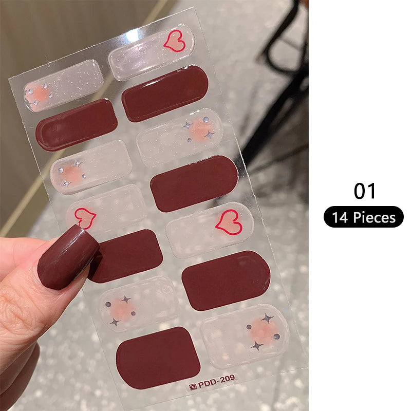 14-teilige Nagelfolien „Pastell Rainbow“ – Selbstklebende Full Cover Nail Wraps