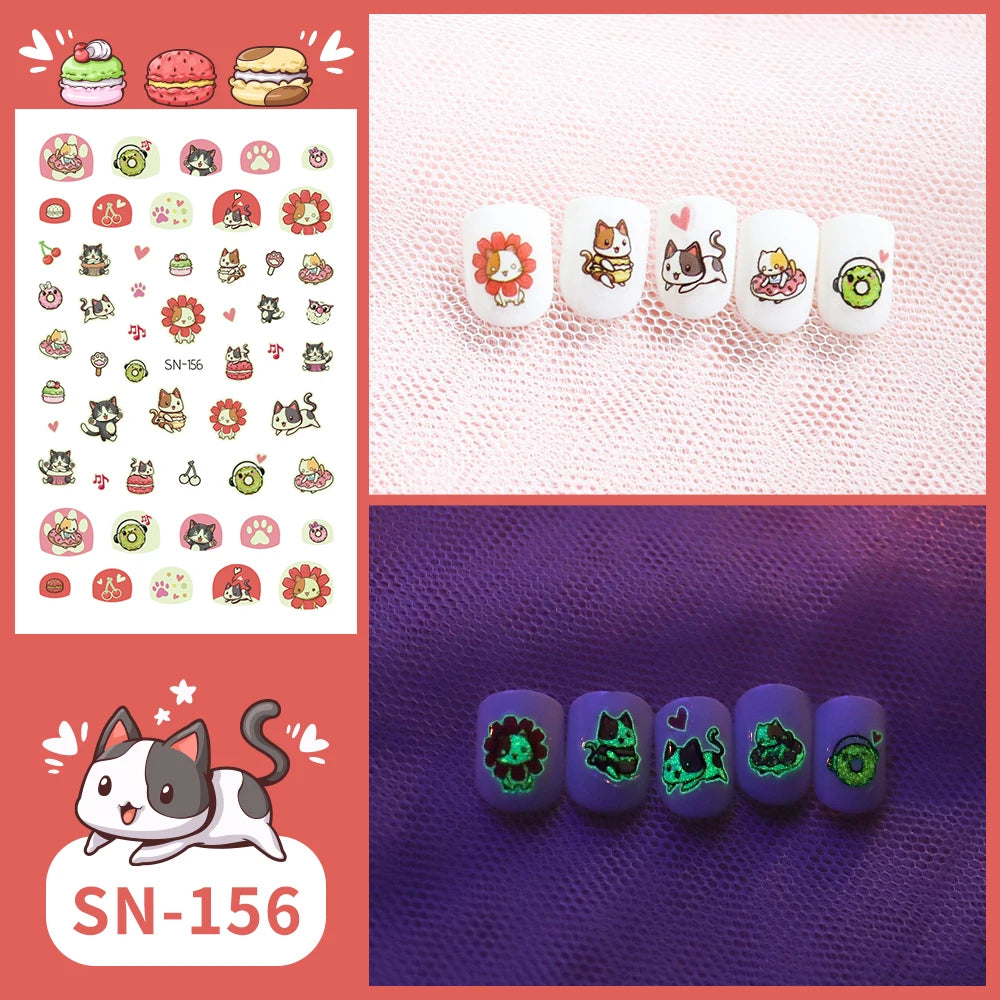 Leuchtende Kinder-Nagelsticker mit Tiermotiven – Glow-in-the-Dark Nail Art