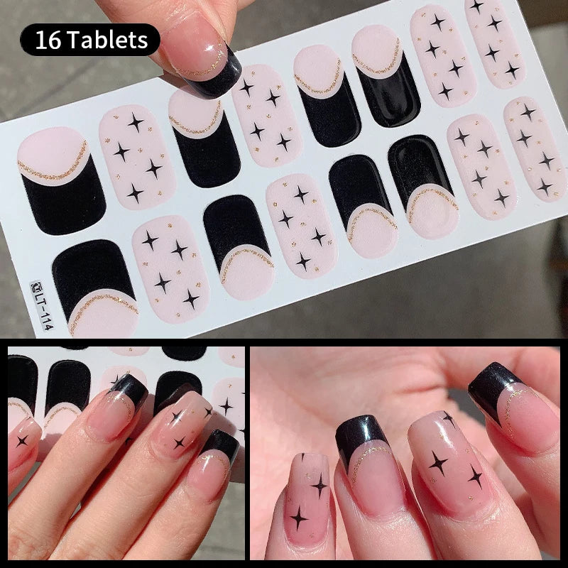 Fullcover Nail Sticker – Modische selbstklebende Nagelfolien mit Glitzer