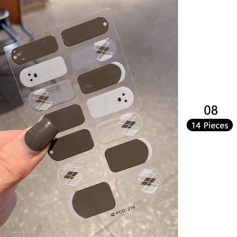 14-teilige Nagelfolien „Pastell Rainbow“ – Selbstklebende Full Cover Nail Wraps