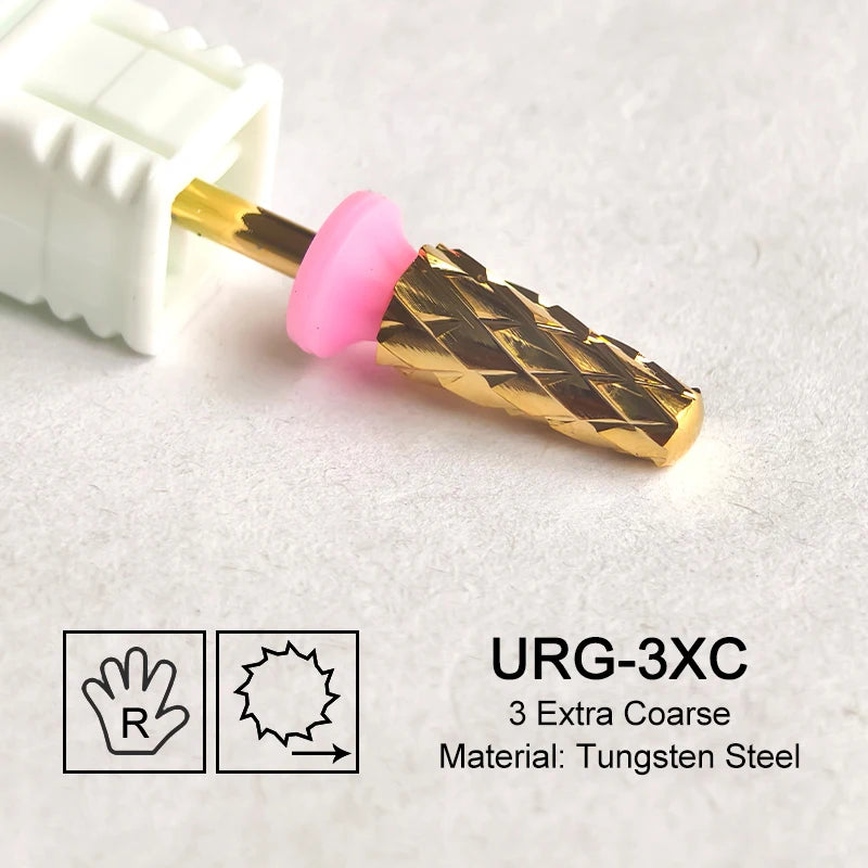Tapered Barrel Fräserbit – Hartmetall (Tungsten), für Gelentfernung & Polieren (4XC, Gold)