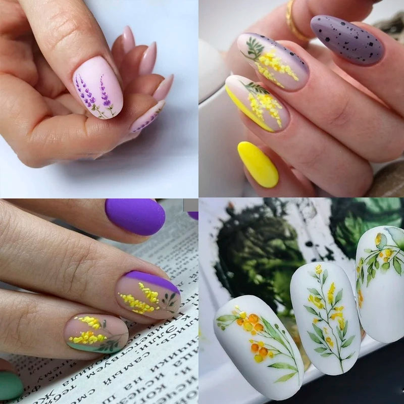Lavendelblüten Wassertransfer-Sticker – 12 Motive für Nageldekoration