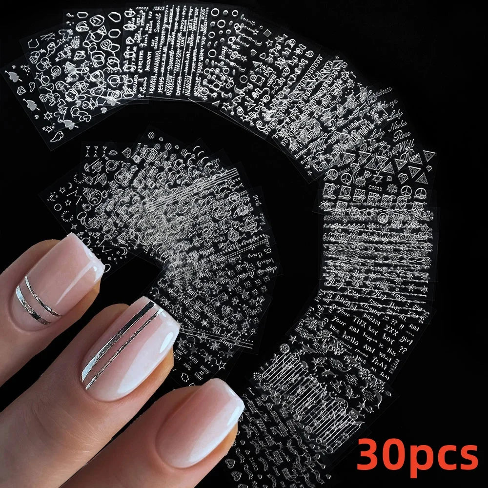 Kinder Nagelsticker „Häschen & Glitzer“ – 30 Stk Cartoon Nail Art mit Pailletten