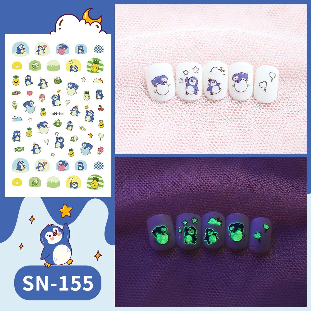 Leuchtende Kinder-Nagelsticker mit Tiermotiven – Glow-in-the-Dark Nail Art