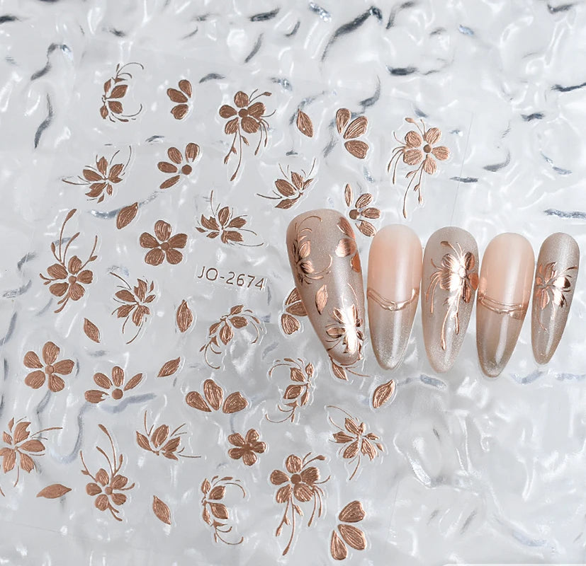 3d Nail Art Stickers Purple Lavenders Bunch Flowers Girls Rabbits Butterflys Decals For Nails Tips Decorations Manicures